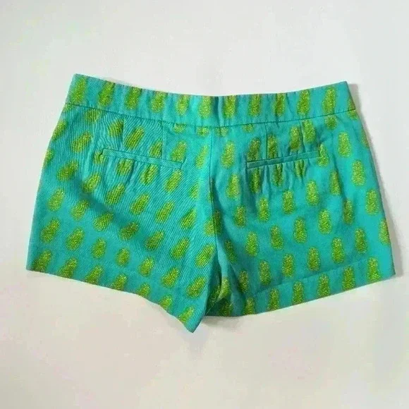 Green J.Crew Factory Pineapple Low Rise Shorts Size 4 - Picture 3 of 3